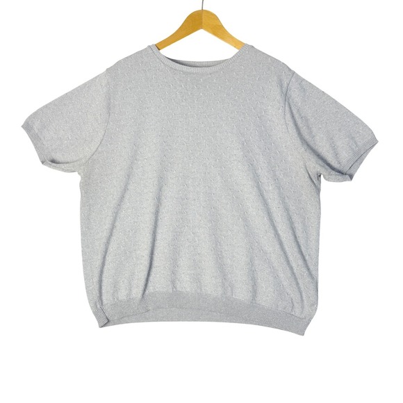 Alfred Dunner Sweaters - Alfred Dunner Woman Sweater Top Gray Sparkle Knit Short Sleeve‎ Size 2X
